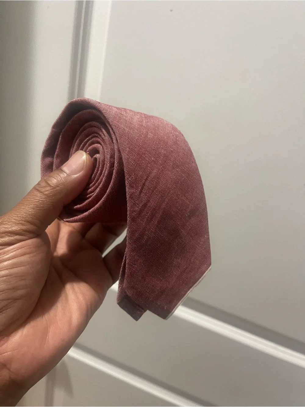 NWT Banana Republic Linen/Chambray Necktie in Dusty Rose Sz OS